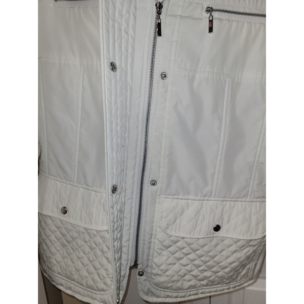Gallery Womens White Quilted Snap Zip Front Utility Pristine Jacket Size XL - Picture 3 of 7